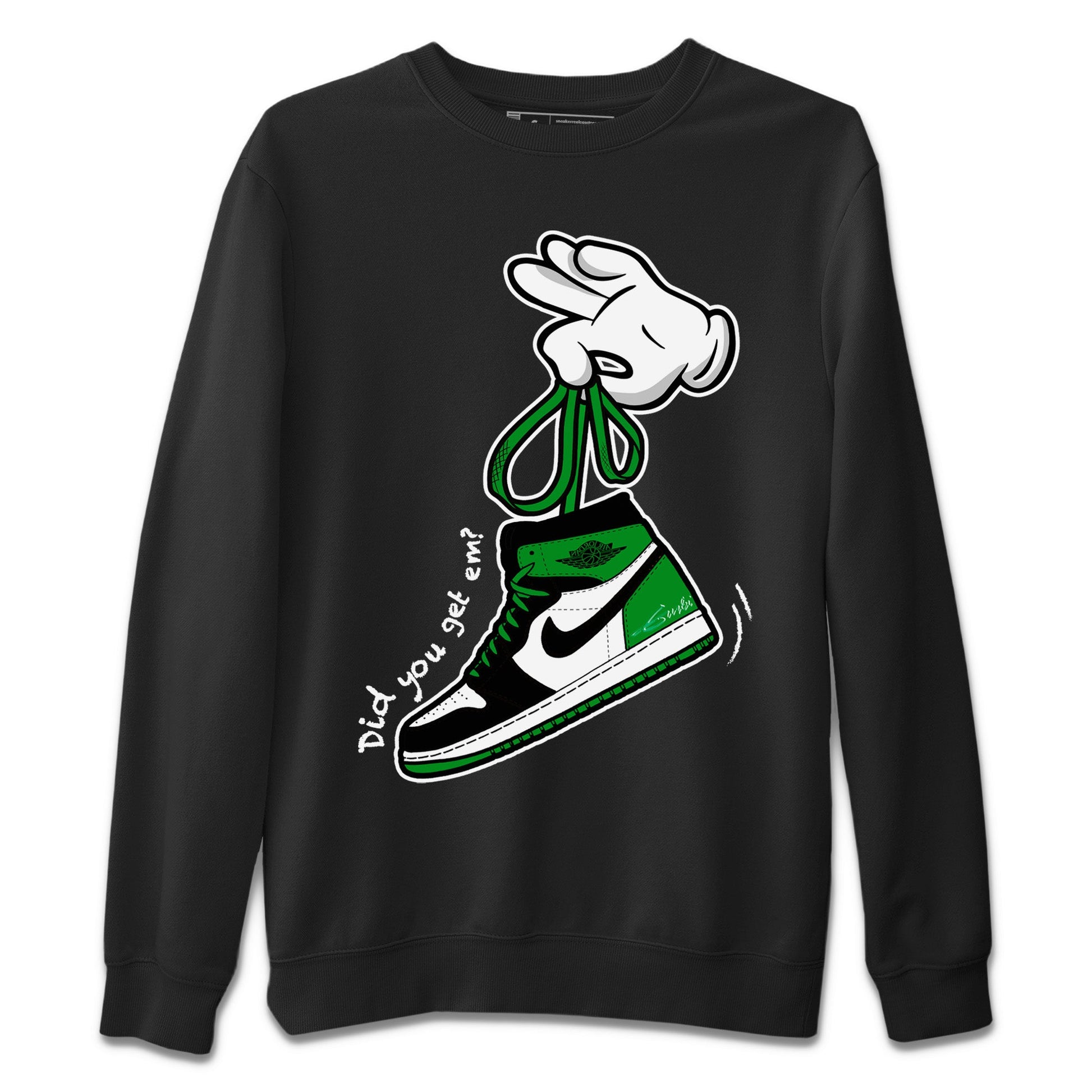 Air Jordan 1 Celtics Sneaker Match Tees Cartoon Hands Sneaker Tees Air Jordan 1 High OG Celtics Sneaker Release Tees Unisex Shirts Black 2