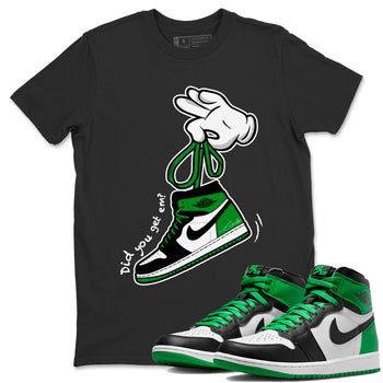 Air Jordan 1 Celtics Sneaker Match Tees Cartoon Hands Sneaker Tees Air Jordan 1 High OG Celtics Sneaker Release Tees Unisex Shirts Black 1
