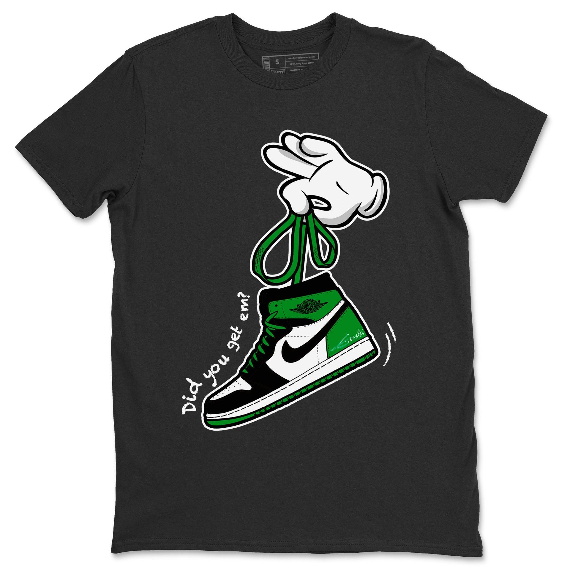 Air Jordan 1 Celtics Sneaker Match Tees Cartoon Hands Sneaker Tees Air Jordan 1 High OG Celtics Sneaker Release Tees Unisex Shirts Black 2