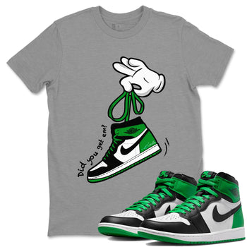 Air Jordan 1 Celtics Sneaker Match Tees Cartoon Hands Sneaker Tees Air Jordan 1 High OG Celtics Sneaker Release Tees Unisex Shirts Heather Grey 1