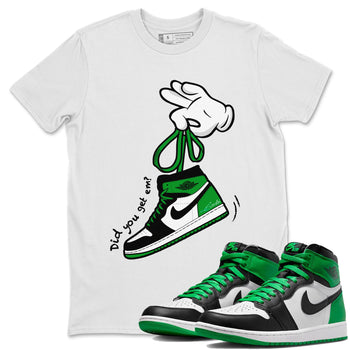 Air Jordan 1 Celtics Sneaker Match Tees Cartoon Hands Sneaker Tees Air Jordan 1 High OG Celtics Sneaker Release Tees Unisex Shirts White 1