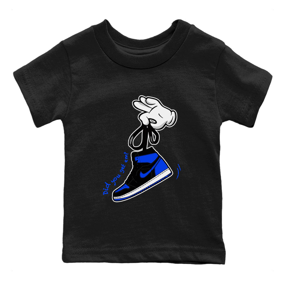 Air Jordan 1 Royal Reimagined shirt to match jordans Cartoon Hands sneaker tees Air Jordan 1 High OG Royal Reimagined SNRT Sneaker Release Tees Baby Toddler Black 2 T-Shirt