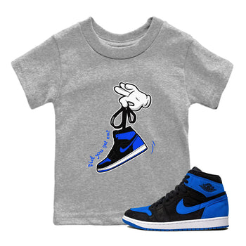 Air Jordan 1 Royal Reimagined shirt to match jordans Cartoon Hands sneaker tees Air Jordan 1 High OG Royal Reimagined SNRT Sneaker Release Tees Baby Toddler Heather Grey 1 T-Shirt