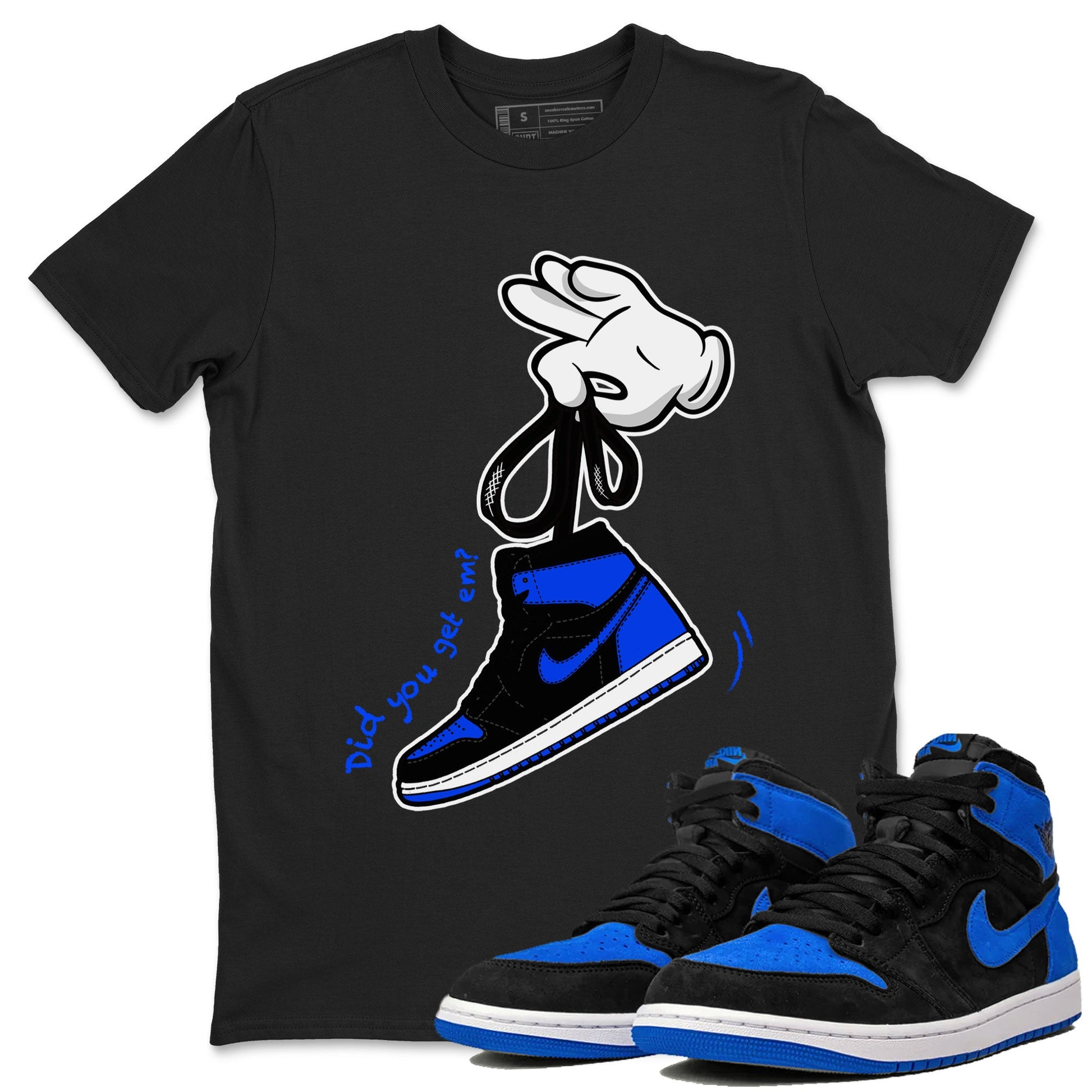 Air Jordan 1 Royal Reimagined shirt to match jordans Cartoon Hands sneaker tees Air Jordan 1 High OG Royal Reimagined SNRT Sneaker Release Tees Unisex Black 1 T-Shirt