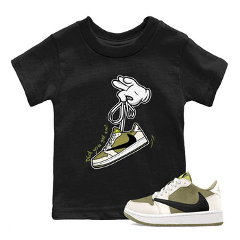 Air Jordan 1 X Travis Scott Golf Olive shirt to match jordans Cartoon Hands sneaker tees Air Jordan 1 Travis Scott Golf SNRT Sneaker Release Tees Baby Toddler Black 1 T-Shirt