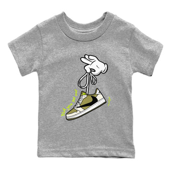 Air Jordan 1 X Travis Scott Golf Olive shirt to match jordans Cartoon Hands sneaker tees Air Jordan 1 Travis Scott Golf SNRT Sneaker Release Tees Baby Toddler Heather Grey 2 T-Shirt