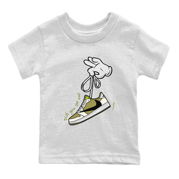 Air Jordan 1 X Travis Scott Golf Olive shirt to match jordans Cartoon Hands sneaker tees Air Jordan 1 Travis Scott Golf SNRT Sneaker Release Tees Baby Toddler White 2 T-Shirt