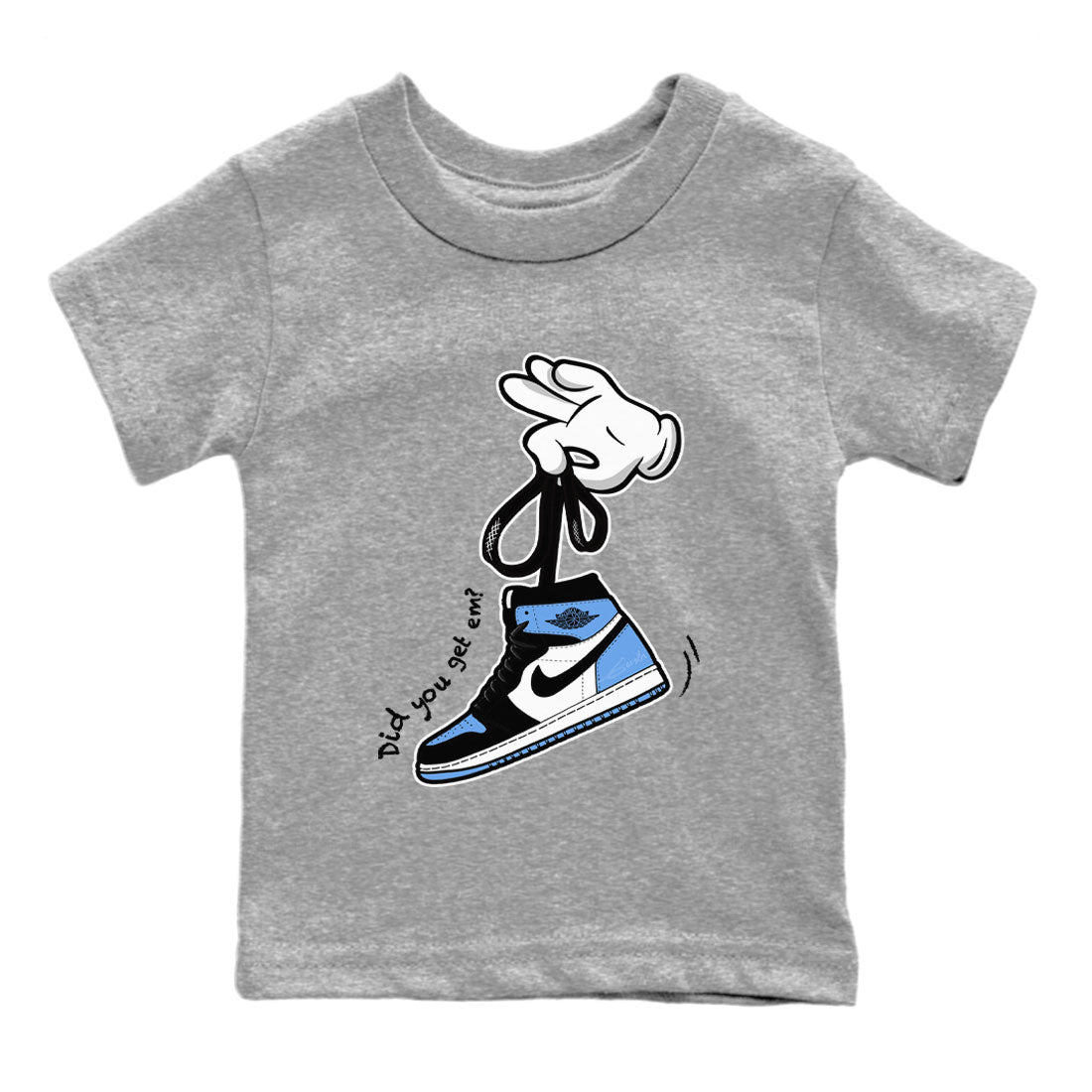 Air Jordan 1 Retro High OG UNC Toe shirt to match jordans Cartoon Hands sneaker tees UNC Toe 1s SNRT Sneaker Release Tees Baby Toddler Heather Grey 2 T-Shirt