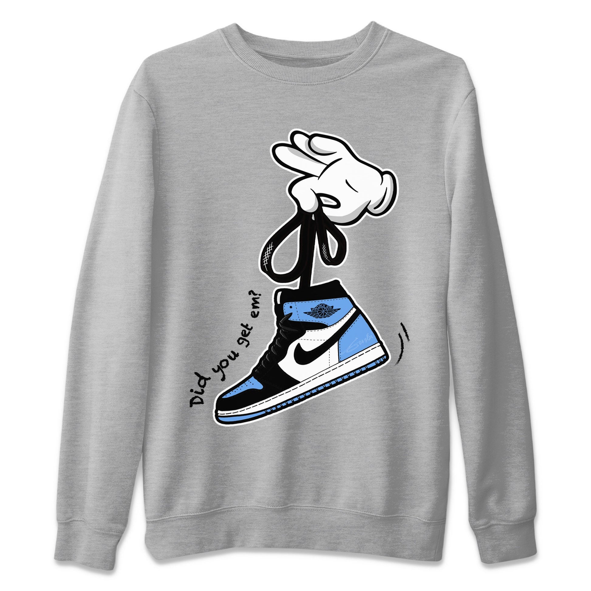 Air Jordan 1 Retro High OG UNC Toe shirt to match jordans Cartoon Hands sneaker tees UNC Toe 1s SNRT Sneaker Release Tees Unisex Heather Grey 2 T-Shirt