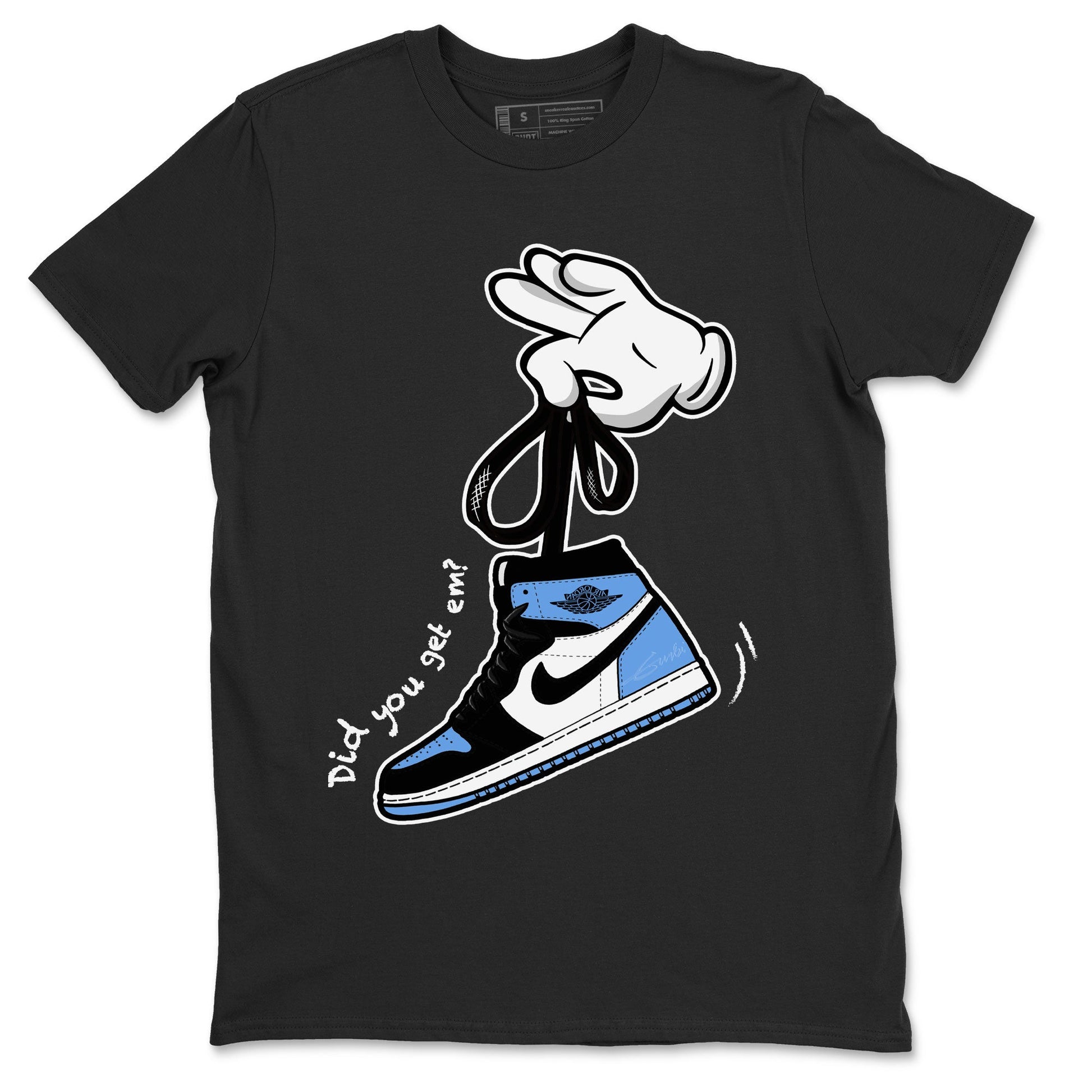 Air Jordan 1 Retro High OG UNC Toe shirt to match jordans Cartoon Hands sneaker tees UNC Toe 1s SNRT Sneaker Release Tees Unisex Black 2 T-Shirt