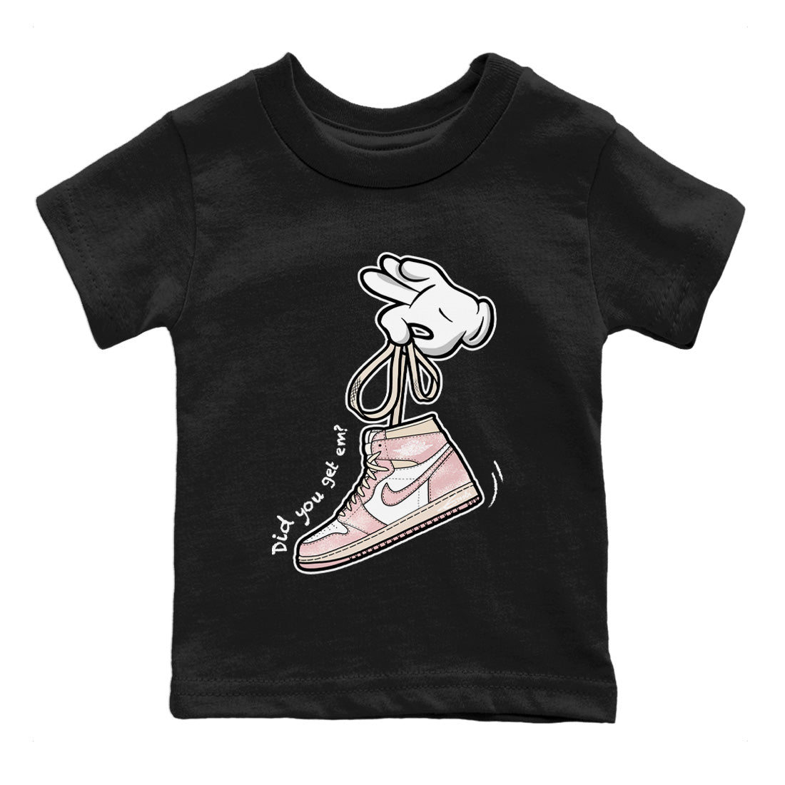 Air Jordan 1 Washed Pink Sneaker Match Tees Cartoon Hands Sneaker Tees Air Jordan 1 High OG WMNS Washed Pink Sneaker Release Tees Kids Shirts Black 2