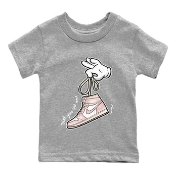 Air Jordan 1 Washed Pink Sneaker Match Tees Cartoon Hands Sneaker Tees Air Jordan 1 High OG WMNS Washed Pink Sneaker Release Tees Kids Shirts Heather Grey 2
