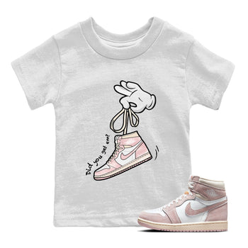 Air Jordan 1 Washed Pink Sneaker Match Tees Cartoon Hands Sneaker Tees Air Jordan 1 High OG WMNS Washed Pink Sneaker Release Tees Kids Shirts White 1