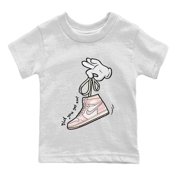 Air Jordan 1 Washed Pink Sneaker Match Tees Cartoon Hands Sneaker Tees Air Jordan 1 High OG WMNS Washed Pink Sneaker Release Tees Kids Shirts White 2