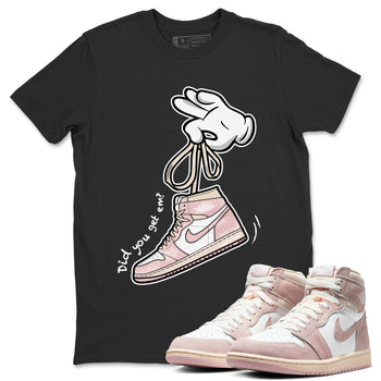 Air Jordan 1 Washed Pink Sneaker Match Tees Cartoon Hands Sneaker Tees Air Jordan 1 High OG WMNS Washed Pink Sneaker Release Tees Unisex Shirts Black 1
