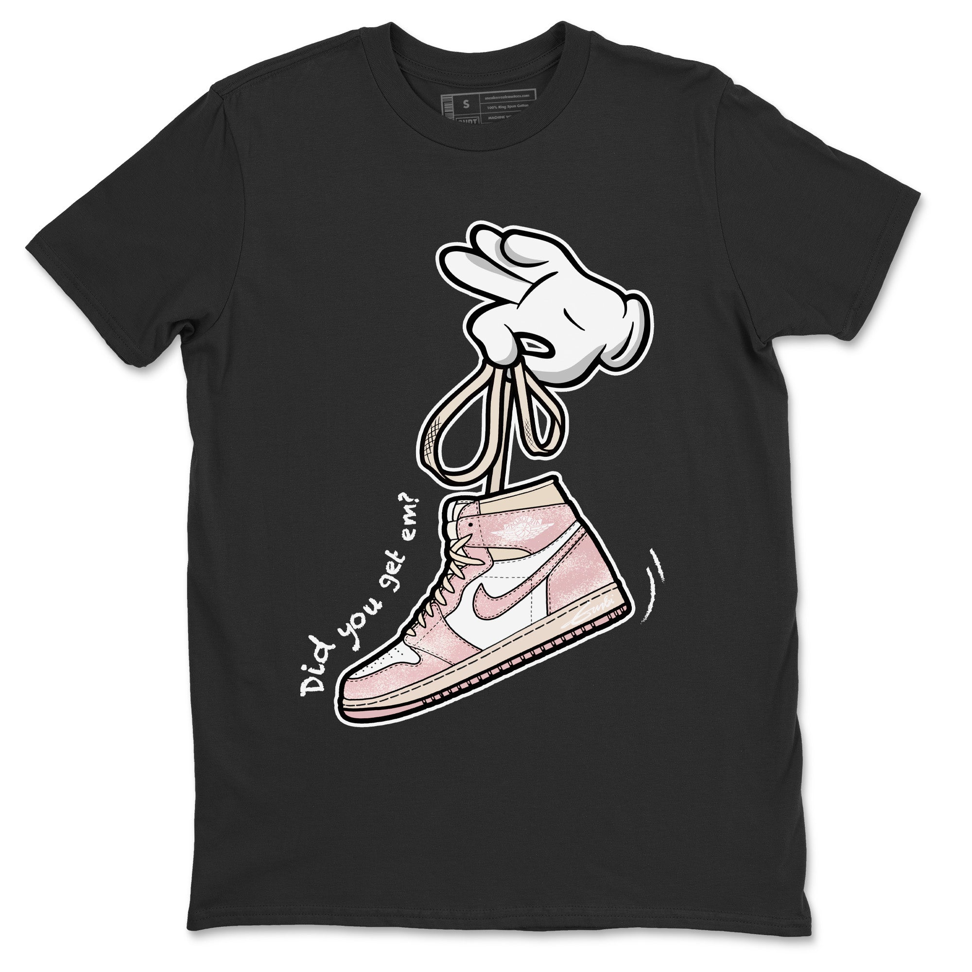 Air Jordan 1 Washed Pink Sneaker Match Tees Cartoon Hands Sneaker Tees Air Jordan 1 High OG WMNS Washed Pink Sneaker Release Tees Unisex Shirts Black 2