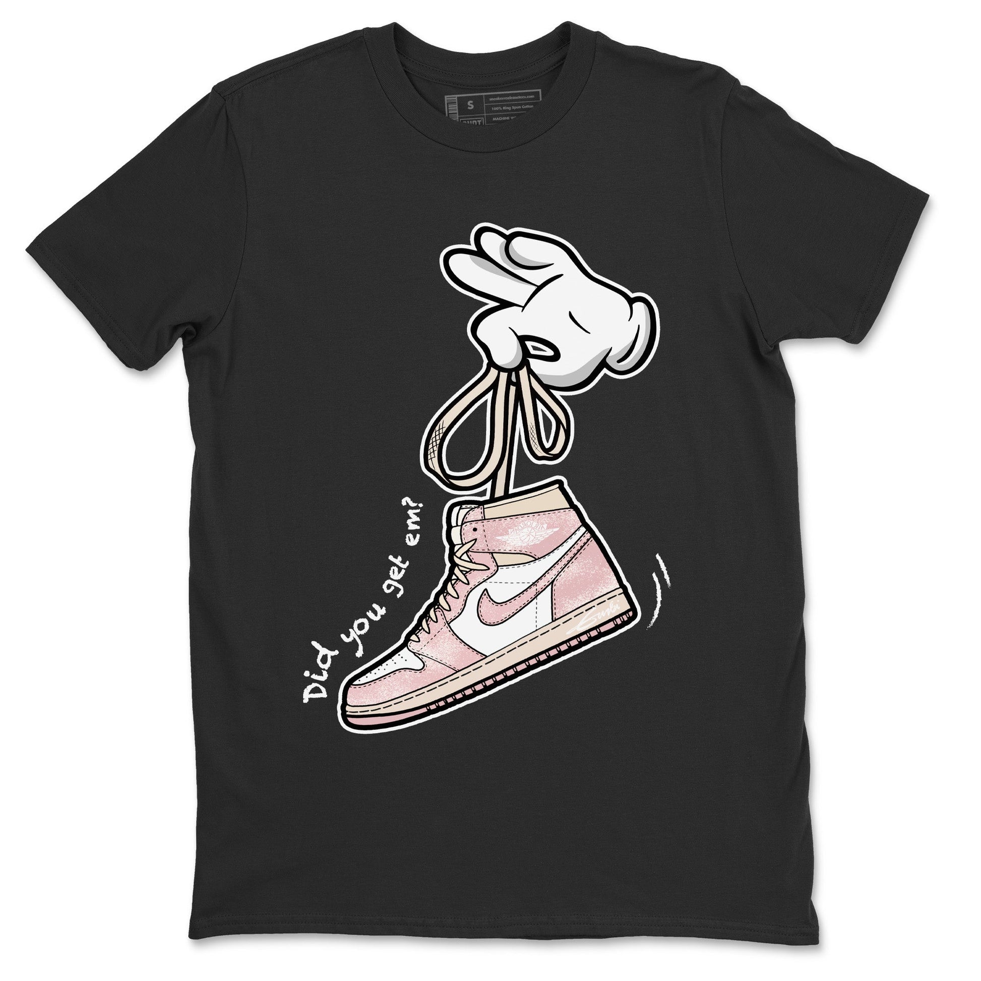Air Jordan 1 Washed Pink Sneaker Match Tees Cartoon Hands Sneaker Tees Air Jordan 1 High OG WMNS Washed Pink Sneaker Release Tees Unisex Shirts Black 2