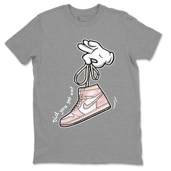Air Jordan 1 Washed Pink Sneaker Match Tees Cartoon Hands Sneaker Tees Air Jordan 1 High OG WMNS Washed Pink Sneaker Release Tees Unisex Shirts Heather Grey 2