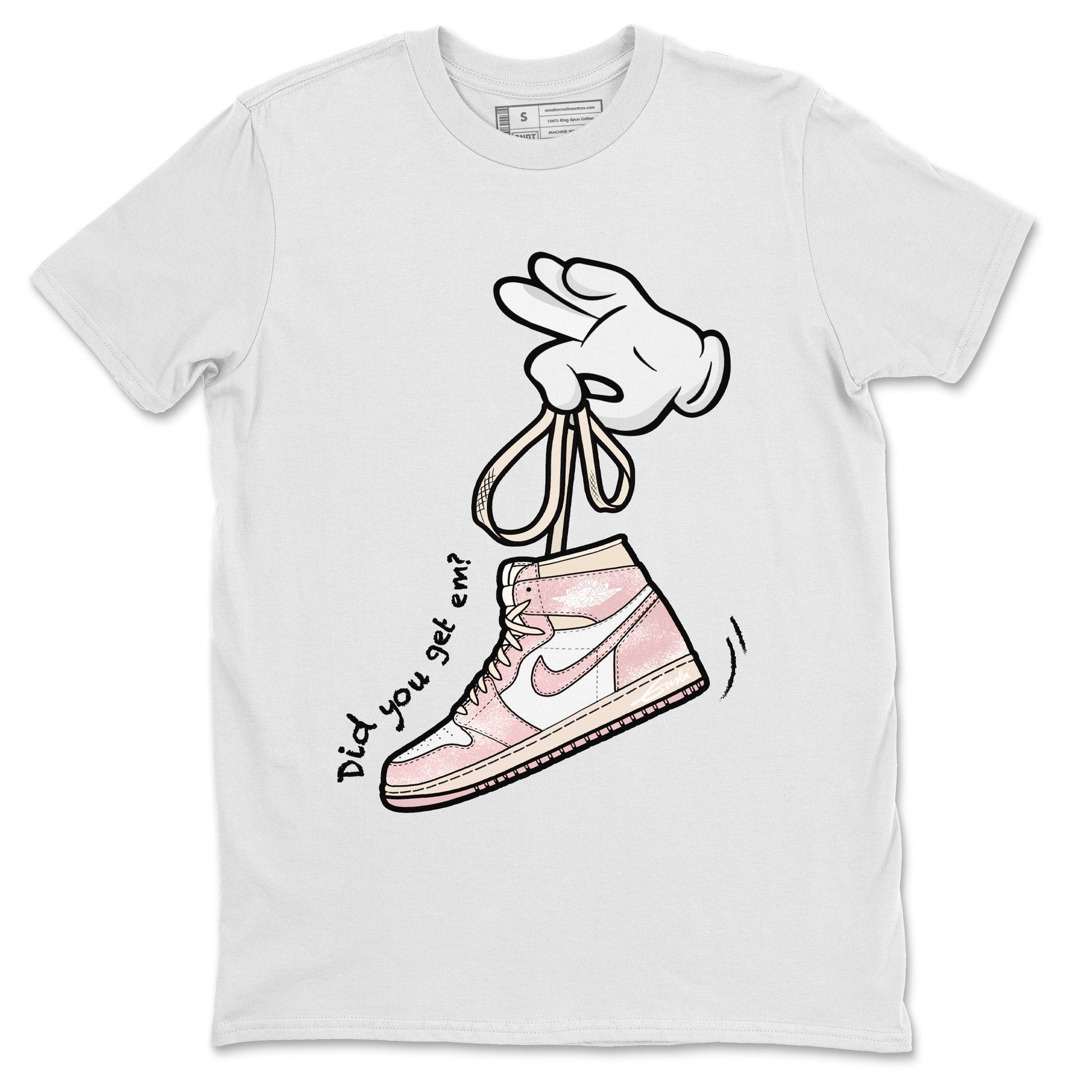 Air Jordan 1 Washed Pink Sneaker Match Tees Cartoon Hands Sneaker Tees Air Jordan 1 High OG WMNS Washed Pink Sneaker Release Tees Unisex Shirts White 2