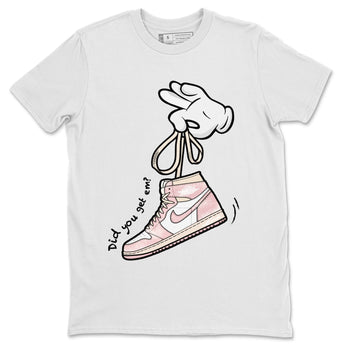 Air Jordan 1 Washed Pink Sneaker Match Tees Cartoon Hands Sneaker Tees Air Jordan 1 High OG WMNS Washed Pink Sneaker Release Tees Unisex Shirts White 2