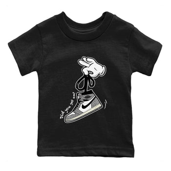 Air Jordan 1 White Cement Sneaker Match Tees Cartoon Hands Sneaker Tees Air Jordan 1 High OG White Cement Sneaker Release Tees Kids Shirts Black 2