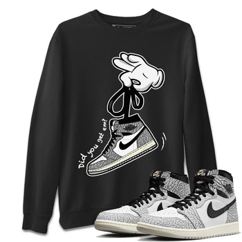 Air Jordan 1 White Cement Sneaker Match Tees Cartoon Hands Sneaker Tees Air Jordan 1 High OG White Cement Sneaker Release Tees Unisex Shirts Black 1