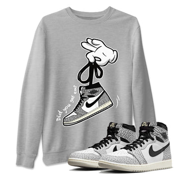 Air Jordan 1 White Cement Sneaker Match Tees Cartoon Hands Sneaker Tees Air Jordan 1 High OG White Cement Sneaker Release Tees Unisex Shirts Heather Grey 1
