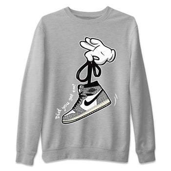 Air Jordan 1 White Cement Sneaker Match Tees Cartoon Hands Sneaker Tees Air Jordan 1 High OG White Cement Sneaker Release Tees Unisex Shirts Heather Grey 2