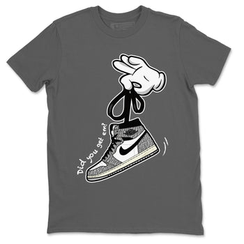 Air Jordan 1 White Cement Sneaker Match Tees Cartoon Hands Sneaker Tees Air Jordan 1 High OG White Cement Sneaker Release Tees Unisex Shirts Cool Grey 2