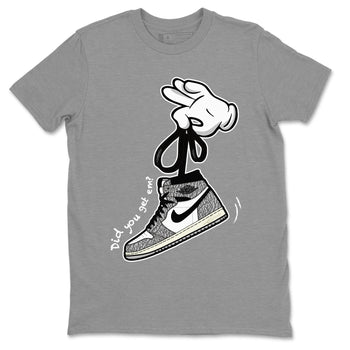 Air Jordan 1 White Cement Sneaker Match Tees Cartoon Hands Sneaker Tees Air Jordan 1 High OG White Cement Sneaker Release Tees Unisex Shirts Heather Grey 2