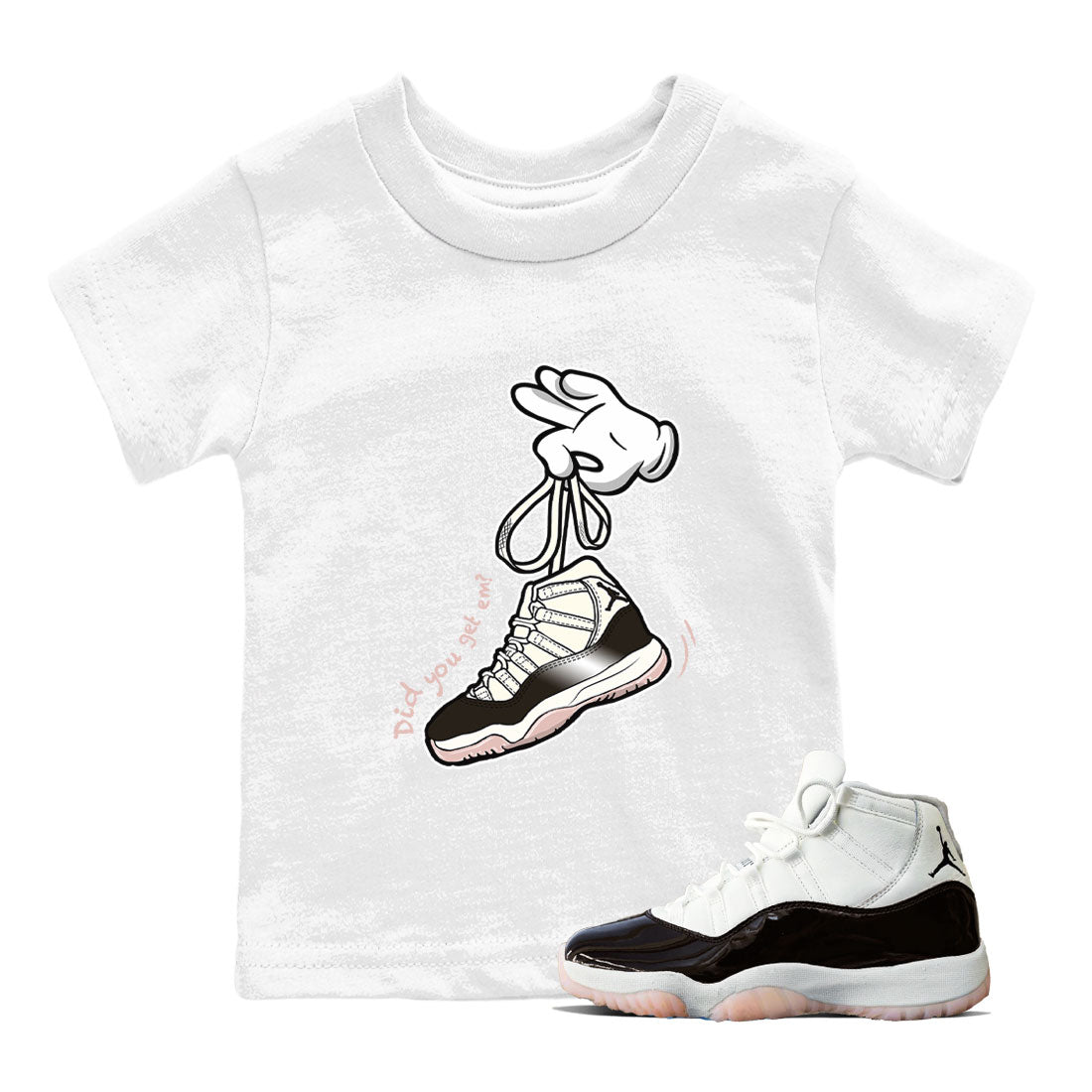 Air Jordan 11 Neapolitan sneaker shirt to match jordans Cartoon Hands sneaker tees Air Jordan 11 Neapolitan SNRT Sneaker Release Tees Baby Toddler White 1 T-Shirt