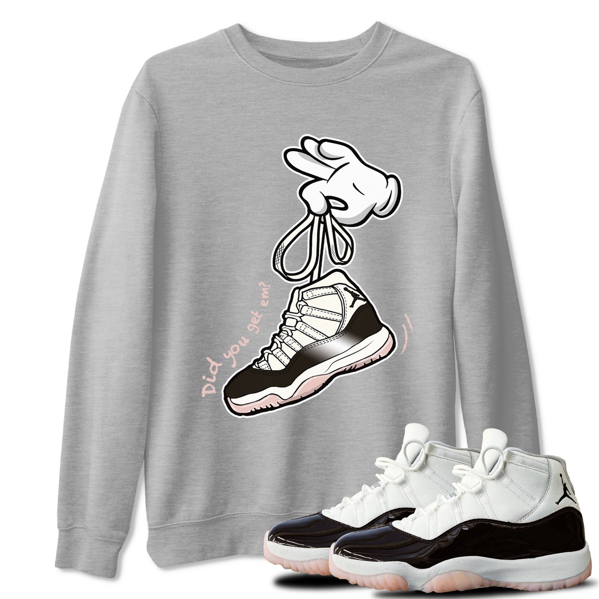 Air Jordan 11 Neapolitan sneaker shirt to match jordans Cartoon Hands sneaker tees Jordan 11 WMNS Neapolitan SNRT Sneaker Tees Crew Neck Unisex Cotton Sneaker T-Shirt Heather Grey 1 T-Shirt