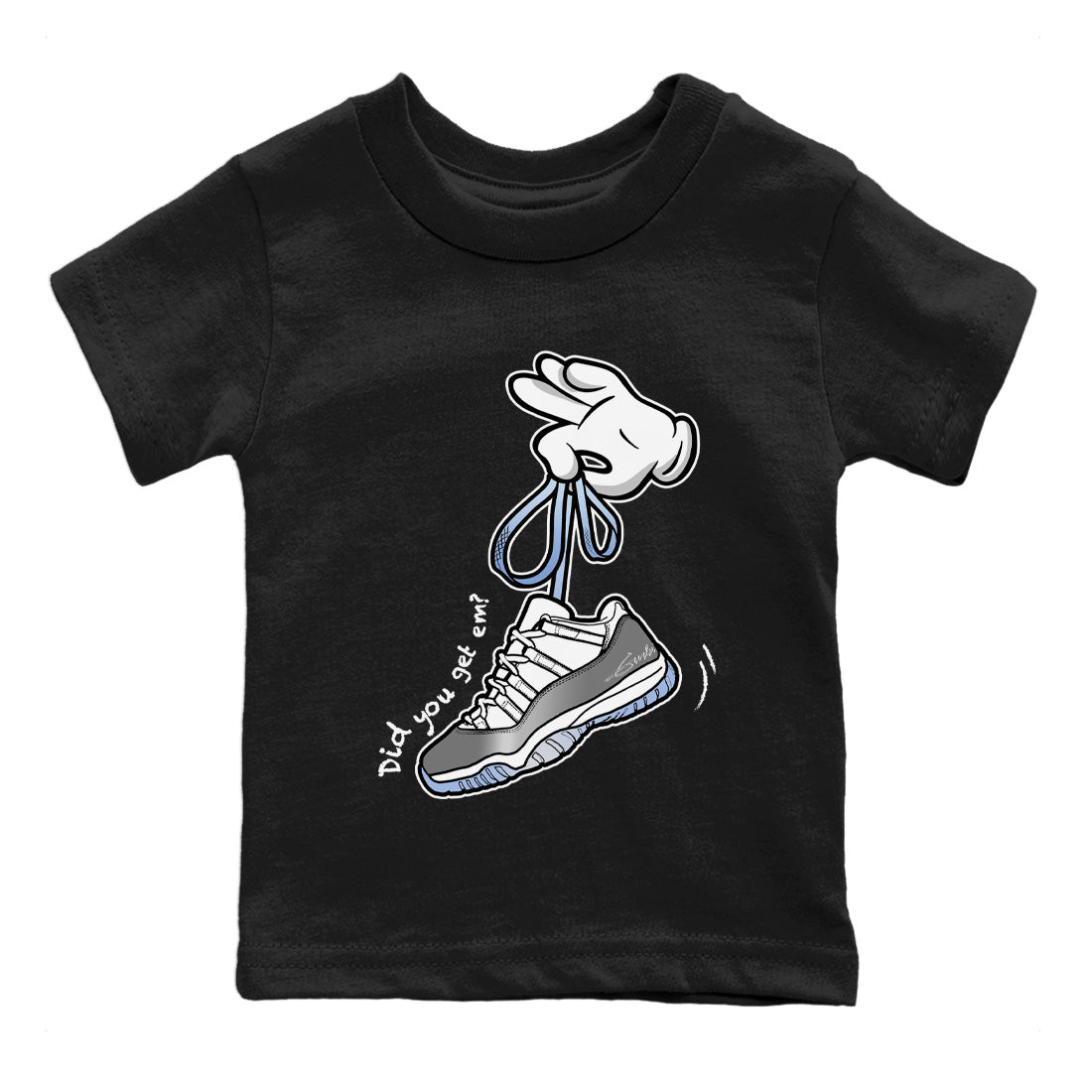 Air Jordan 11 White Cement Sneaker Match Tees Cartoon Hands Sneaker Tees Air Jordan 11 Cement Grey Sneaker Release Tees Kids Shirts Black 2
