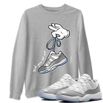 Air Jordan 11 White Cement Sneaker Match Tees Cartoon Hands Sneaker Tees Air Jordan 11 Cement Grey Sneaker Release Tees Unisex Shirts Heather Grey 1