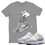 Air Jordan 11 White Cement Sneaker Match Tees Cartoon Hands Sneaker Tees Air Jordan 11 Cement Grey Sneaker Release Tees Unisex Shirts Heather Grey 1