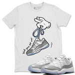 Air Jordan 11 White Cement Sneaker Match Tees Cartoon Hands Sneaker Tees Air Jordan 11 Cement Grey Sneaker Release Tees Unisex Shirts White 1