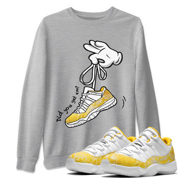Air Jordan 11 Yellow Python Sneaker Match Tees Cartoon Hands Sneaker Tees Air Jordan 11 Yellow Python Sneaker Release Tees Unisex Shirts Heather Grey 1