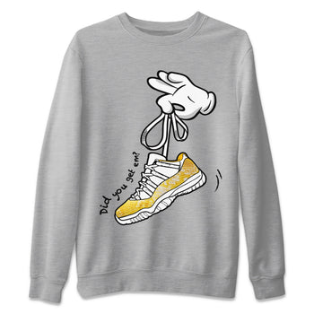 Air Jordan 11 Yellow Python Sneaker Match Tees Cartoon Hands Sneaker Tees Air Jordan 11 Yellow Python Sneaker Release Tees Unisex Shirts Heather Grey 2