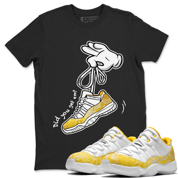 Air Jordan 11 Yellow Python Sneaker Match Tees Cartoon Hands Sneaker Tees Air Jordan 11 Yellow Python Sneaker Release Tees Unisex Shirts Black 1