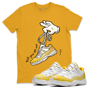 Air Jordan 11 Yellow Python Sneaker Match Tees Cartoon Hands Sneaker Tees Air Jordan 11 Yellow Python Sneaker Release Tees Unisex Shirts Gold 1