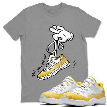 Air Jordan 11 Yellow Python Sneaker Match Tees Cartoon Hands Sneaker Tees Air Jordan 11 Yellow Python Sneaker Release Tees Unisex Shirts Heather Grey 1