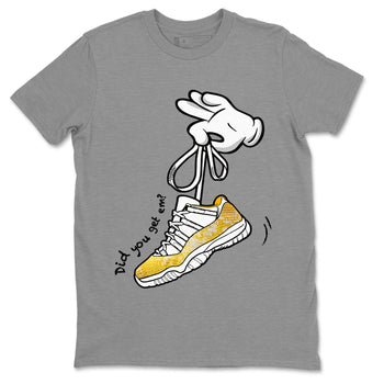 Air Jordan 11 Yellow Python Sneaker Match Tees Cartoon Hands Sneaker Tees Air Jordan 11 Yellow Python Sneaker Release Tees Unisex Shirts Heather Grey 2
