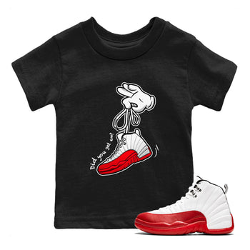 Air Jordan 12 Cherry shirt to match jordans Cartoon Hands sneaker tees AJ12 Cherry SNRT Sneaker Tees Youth Kid's Baby Shirt Black 1 T-Shirt