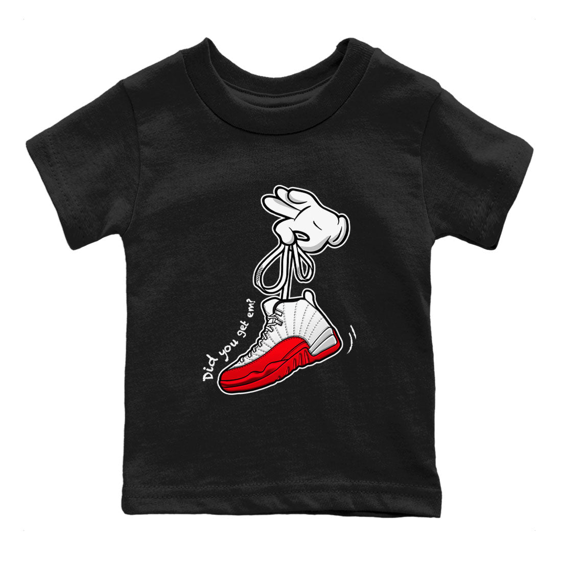 Air Jordan 12 Cherry shirt to match jordans Cartoon Hands sneaker tees AJ12 Cherry SNRT Sneaker Tees Youth Kid's Baby Shirt Black 2 T-Shirt