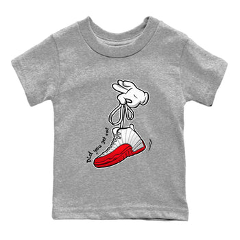 Air Jordan 12 Cherry shirt to match jordans Cartoon Hands sneaker tees AJ12 Cherry SNRT Sneaker Tees Youth Kid's Baby Shirt Heather Grey 2 T-Shirt