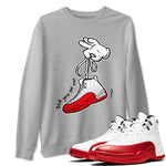 Air Jordan 12 Cherry shirt to match jordans Cartoon Hands sneaker tees AJ12 Cherry SNRT Sneaker Release Tees Cotton Sneaker Tee Heather Grey 1 T-Shirt