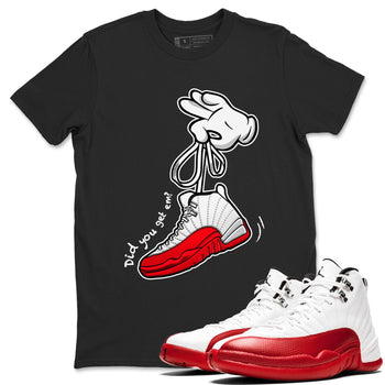 Air Jordan 12 Cherry shirt to match jordans Cartoon Hands sneaker tees AJ12 Cherry SNRT Sneaker Release Tees Cotton Sneaker Tee Black 1 T-Shirt