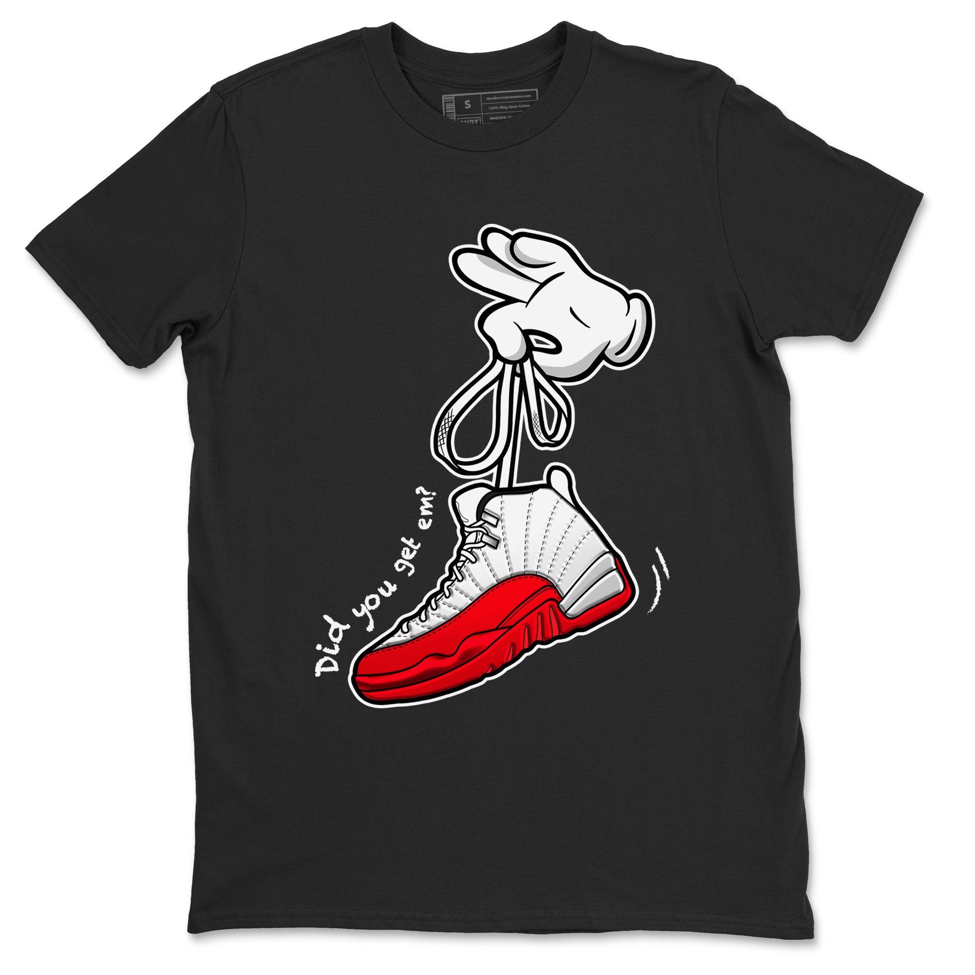 Air Jordan 12 Cherry shirt to match jordans Cartoon Hands sneaker tees AJ12 Cherry SNRT Sneaker Release Tees Cotton Sneaker Tee Black 2 T-Shirt