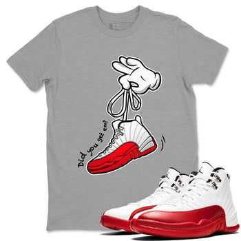 Air Jordan 12 Cherry shirt to match jordans Cartoon Hands sneaker tees AJ12 Cherry SNRT Sneaker Release Tees Cotton Sneaker Tee Heather Grey 1 T-Shirt