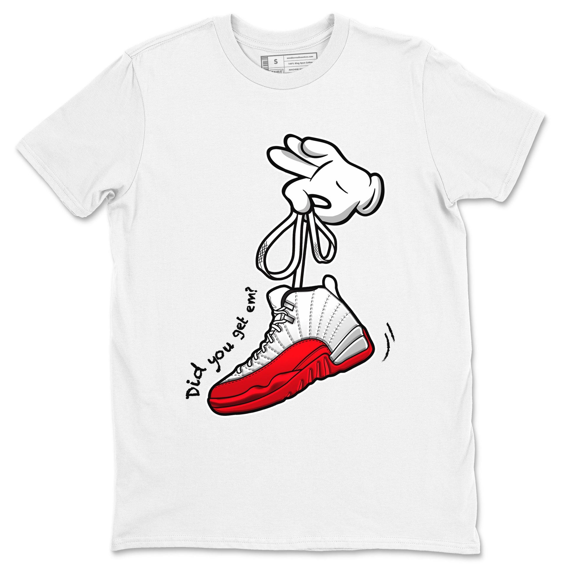 Air Jordan 12 Cherry shirt to match jordans Cartoon Hands sneaker tees AJ12 Cherry SNRT Sneaker Release Tees Cotton Sneaker Tee White 2 T-Shirt
